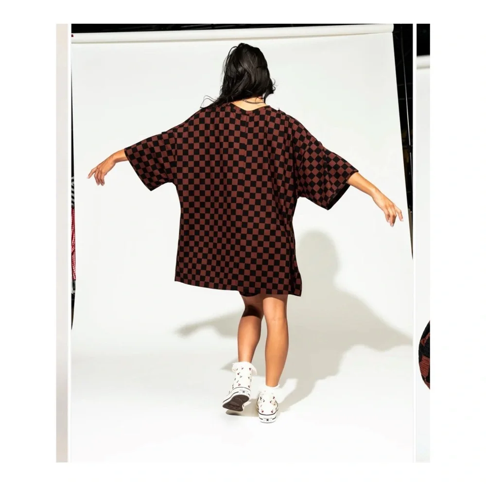 Dressed in LALA Malone Biker set in Mocha and Black Checkerboard - Picture 9 of 16